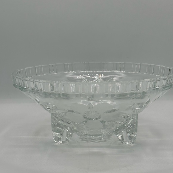 Vintage Clear Pressed Glass Oval Serving Dish 9.5” Etched Floral - Picture 5 of 5